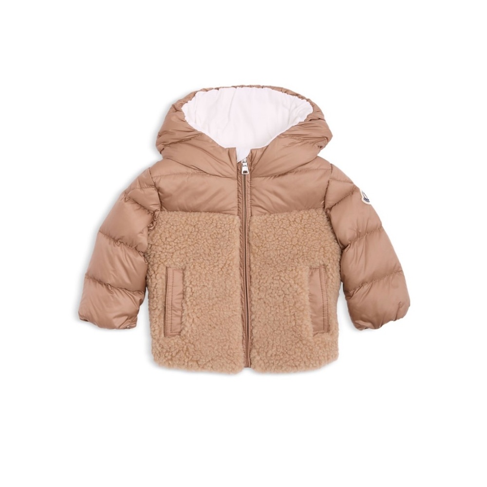 Moncler Brown Puffer Jacket with Sherpa Accents